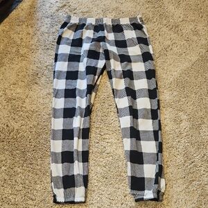 Kids' Black and White Checkered Pajama Bottoms